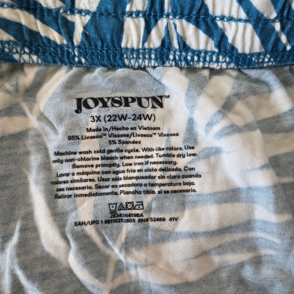 ‼️3/$30‼️ Blue & White Leaf Print Shorts Womens 3X Tropical Lightweight Coastal - Picture 2 of 7